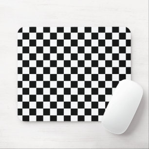 Stylish Black White Square Pattern Mouse Pad