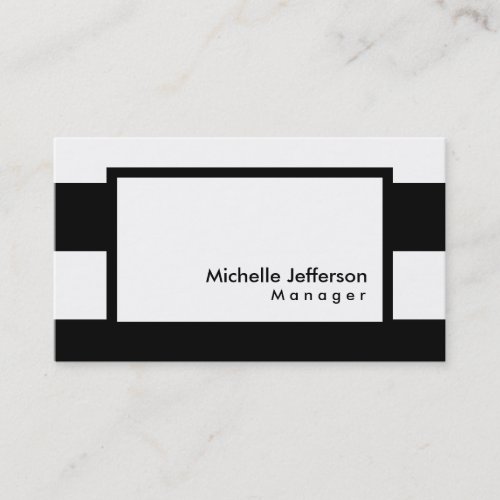 Stylish Black White Striped Professional Manager Business Card