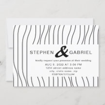 Stylish black white stripes. Modern GAY Wedding