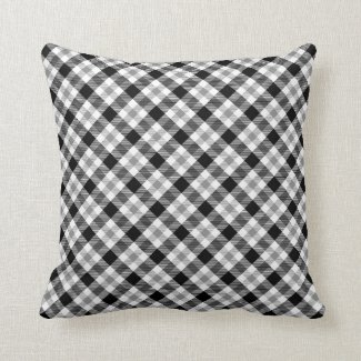 Stylish black & white tartan pattern buffalo plaid throw pillow