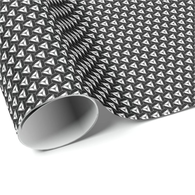 Stylish Black + White Triangles Wrapping Paper (Roll Corner)