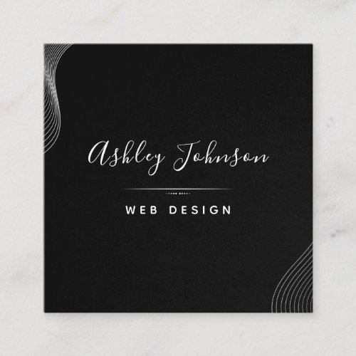 Stylish Black  White Web Design Developer Qr Code Square Business Card