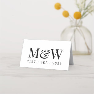 Stylish Black White Wedding Place Card