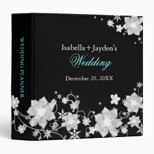Stylish Black & White Winter Wedding Planner 3 Ring Binder
