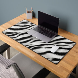 Stylish Black White Zebra Animal Print Desk Mat