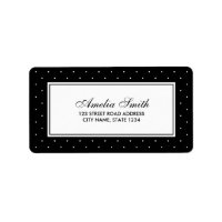 Stylish Black with Classic White Polka Dot Address Label