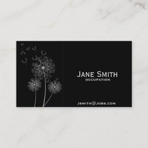 Stylish black with grey dandelion professional business card