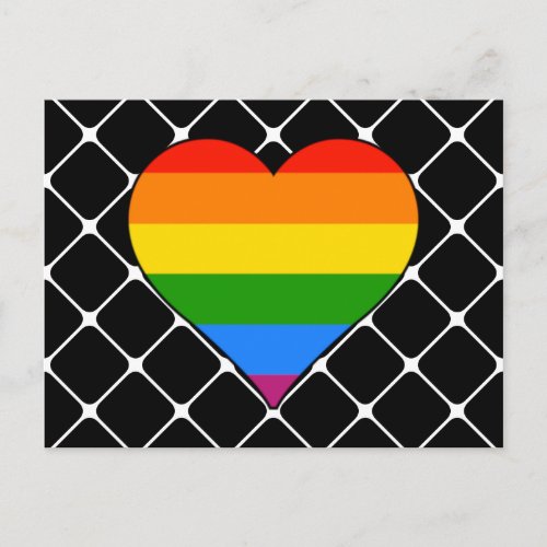 Stylish Black with Rainbow Heart Gay Pride Postcard