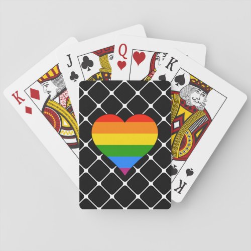 Stylish Black with Rainbow Heart  Playing Cards