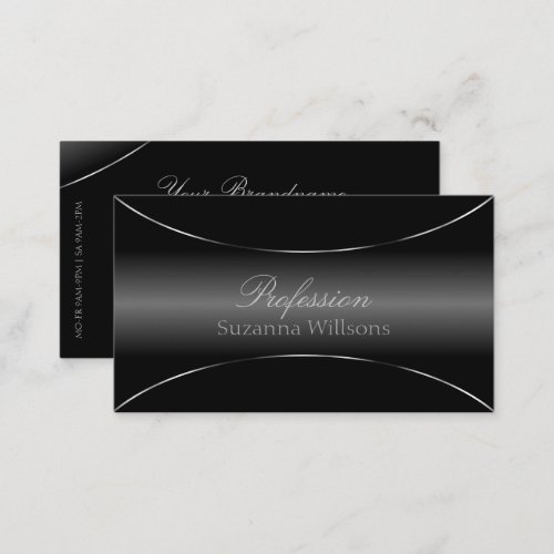 Stylish Black with Silver Border Cool and Elegant Business Card