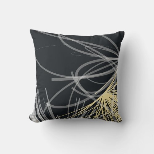 Stylish Black Yellow Abstract Design Throw Pillow