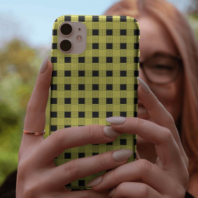 Stylish black & yellow Checkerboard pattern Case-Mate iPhone Case (Creator Uploaded)