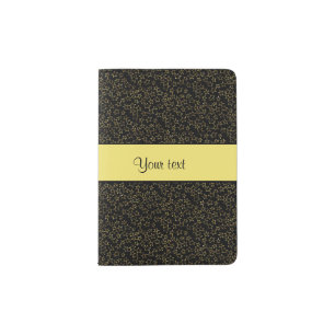 Stylish Black & Yellow Glitter Mini Stars Passport Holder