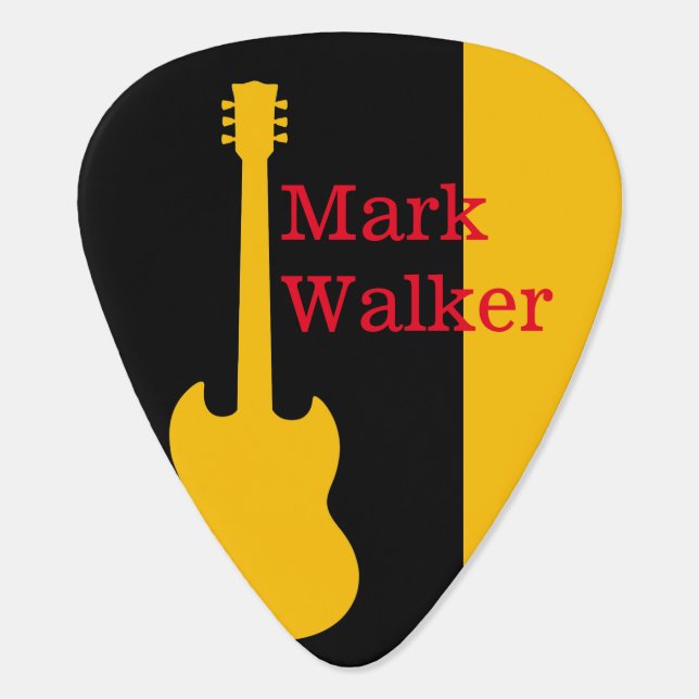 stylish black yellow guitar pick for the guitarist (Back)