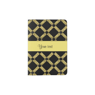 Stylish Black & Yellow Squares Passport Holder