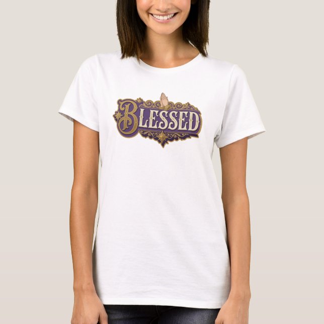 Stylish BLESSED 2D Statement Design T-Shirt (Front)