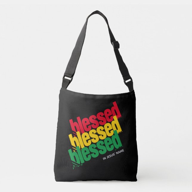 Stylish BLESSED In Jesus' Name Christian Crossbody Bag (Front)