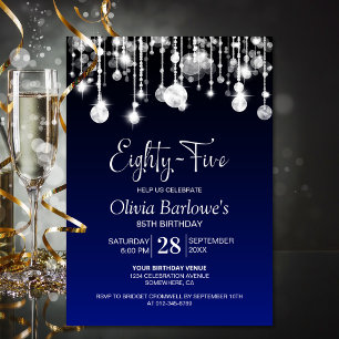Stylish Blue 85th Birthday Party Invitation
