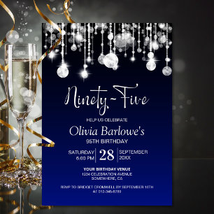 Stylish Blue 95th Birthday Party Invitation
