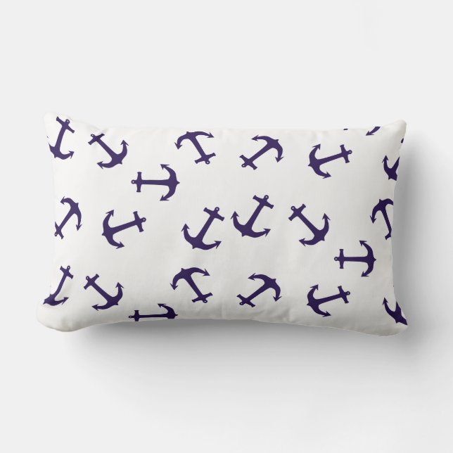 Stylish Blue Anchor Sea Ocean Theme Throw Pillow (Front)