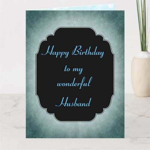 Stylish blue and black Happy Birthday Husband Card