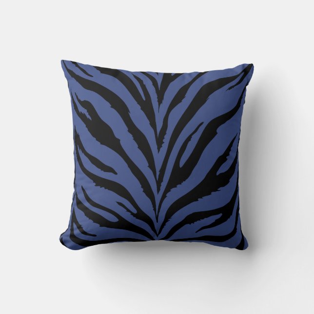 Stylish Blue and black tiger print Throw Pillow (Front)