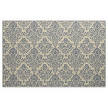 Stylish Blue and Cream Damask Pattern Fabric