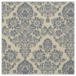 Stylish Blue and Cream Seamless Damask Pattern Fabric