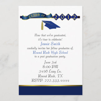 Stylish Blue and Gold Graduation Party Invitation