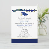 Stylish Blue and Gold Graduation Party Invitation (Standing Front)