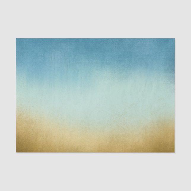 Stylish Blue and Gold Ombre Tissue Paper (Front)