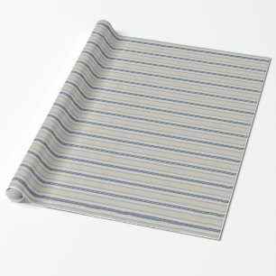 Stylish Blue and Ivory Striped Wrapping Paper