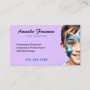 Stylish Blue and Purple Party Face Painter Business Card