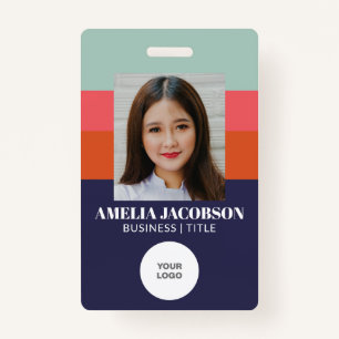 Stylish Blue and Red Employee Photo ID Logo Badge