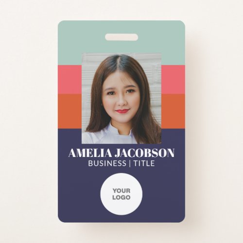 Stylish Blue and Red Employee Photo ID Logo Badge