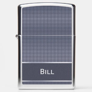 Stylish Blue and Silver Personalized Zippo Lighter