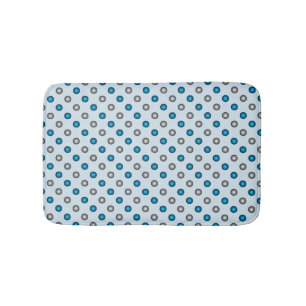 Stylish Blue and Silver Polka Dot Pattern Bathroom Mat