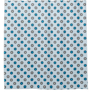 Stylish Blue and Silver Polka Dot Pattern Shower Curtain