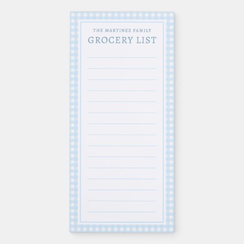 Stylish Blue and White Check Gingham Pattern Magnetic Notepad
