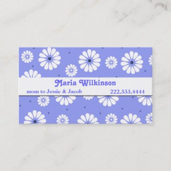 Stylish Blue And White Daisy Mommy Card by Hannahscloset at Zazzle