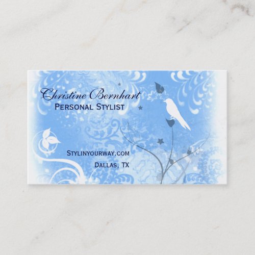 Stylish Blue and White Flourish Business Card