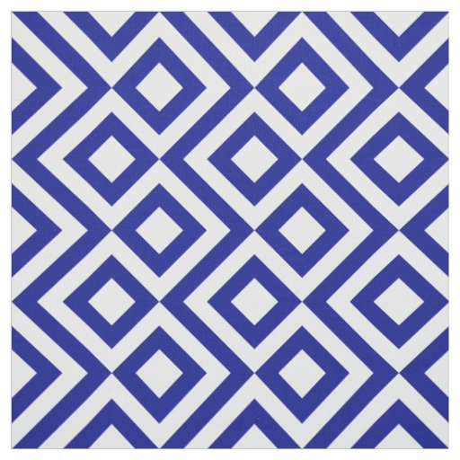 Stylish Blue and White Meander Geometric Pattern Fabric
