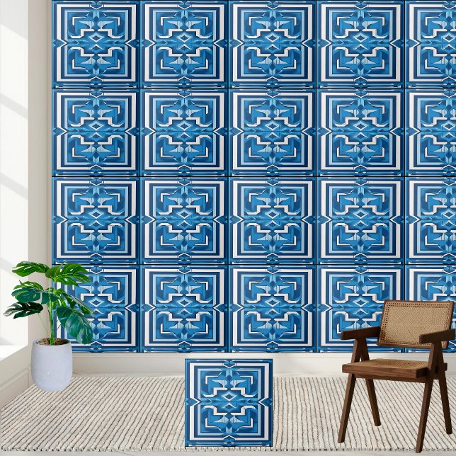 Stylish Blue and White Mosaic Greek Ceramic Tile (Stylish Blue and White Mosaic Greek Ceramic Tile)