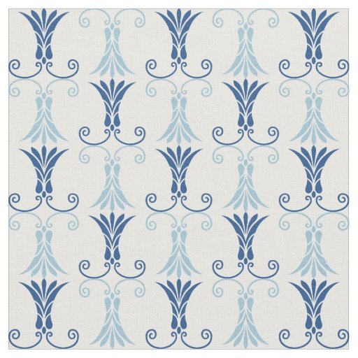 Stylish Blue Art deco Floral Pattern Fabric