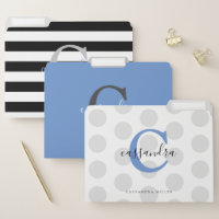 Stylish Blue Black Grey Monogrammed