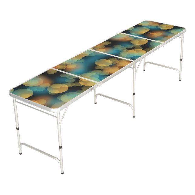 Stylish Blue Bokeh Beer Pong Table (Angled)