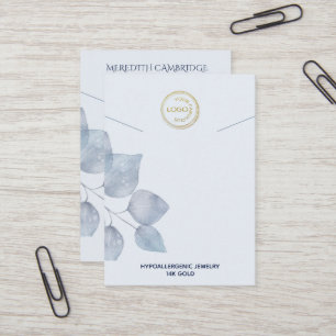 Stylish Blue  Botanical Necklace Display  Business Card