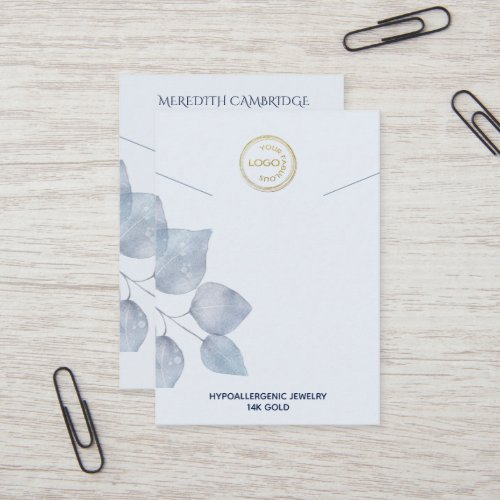 Stylish Blue  Botanical Necklace Display  Business Card