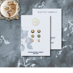 Stylish Blue Botanical Necklace Display Business Card