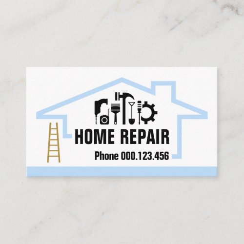 Stylish Blue Building Frame Construction Builder Business Card